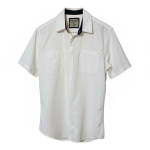 Men's White Cotton Short Sleeve Casual Shirt